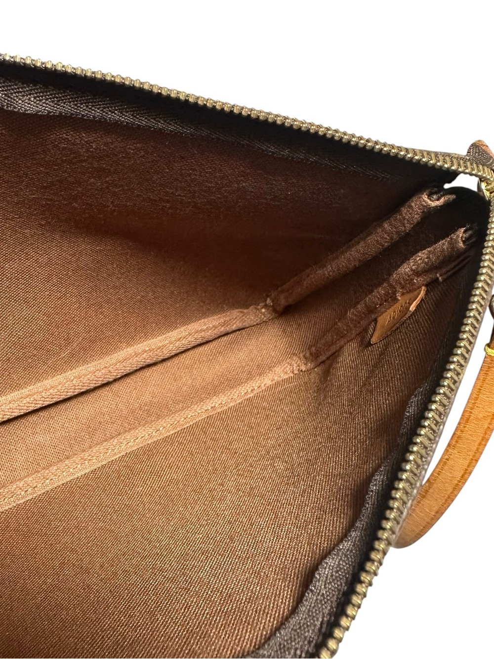 Louis Vuitton Brown Monogram Canvas Pochette with Tan Strap - Picture 8 of 15
